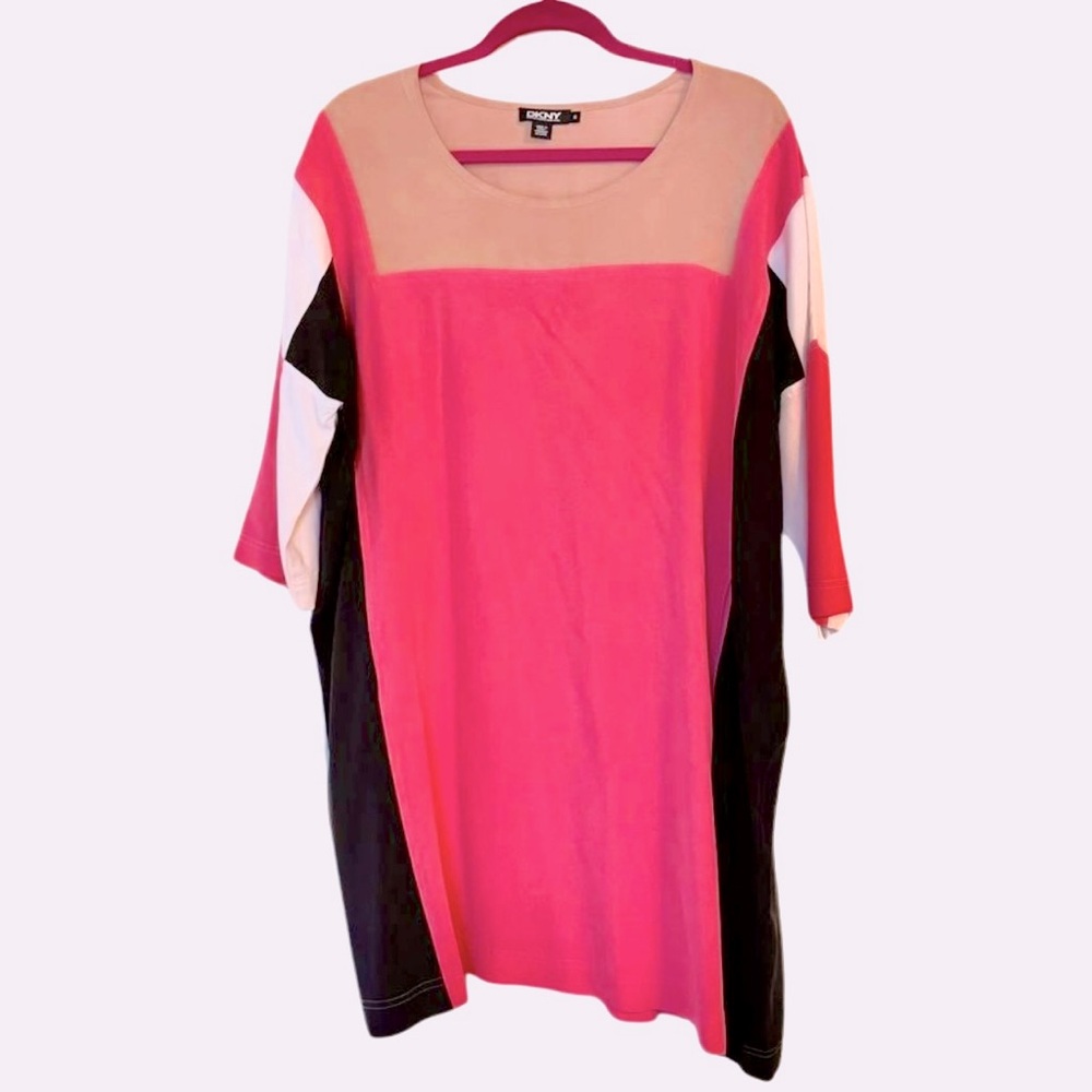 Donna Karan New York  Silk Color Block Dress M
